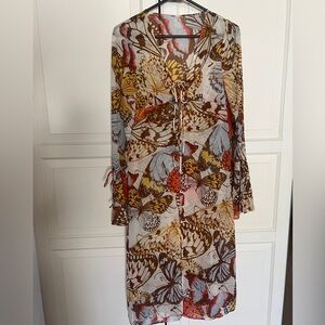 H&M Multicolor Butterfly Print Sheer Duster Size Small